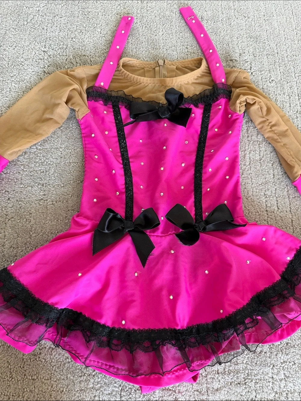 Girls Figure Skating Pink Dress/Costume Dress with Black Trim-custom